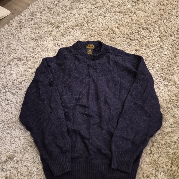 Vintage Eddie Bauer Men's Navy Chunky Crewneck Sweater Size L - Picture 2 of 5